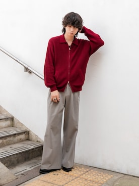 「アイテム（スラックス）」を使った、akiiiiさん（メンズ・181cm）の秋コーディネート