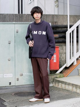 「ロゴニット」｜「アイテム（その他）」を使った、akiiiiさん（メンズ・181cm）の秋コーディネート