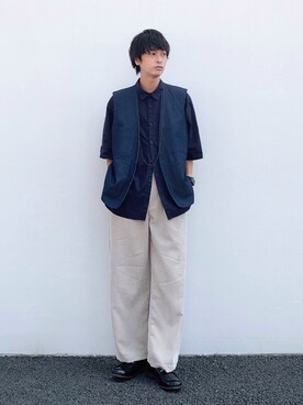 「Uiscel（ユイセル）のアイテム（トップス）」を使った、akiiiiさん（メンズ・181cm）の秋コーディネート