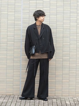 「アイテム（その他アウター、ブラック系）」を使った、akiiiiさん（メンズ・181cm）の秋コーディネート