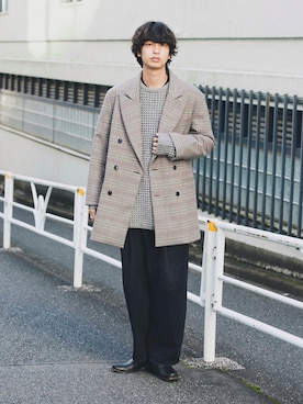 「ダブルジャケット」｜「アイテム（その他アウター）」を使った、akiiiiさん（メンズ・181cm）の冬コーディネート