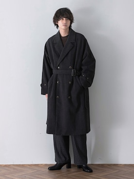 「SENSE OF PLACE by URBAN RESEARCH（センスオブプレイスバイアーバンリサーチ）のアイテム（トレンチコート）」を使った、akiiiiさん（メンズ・181cm）の冬コーディネート
