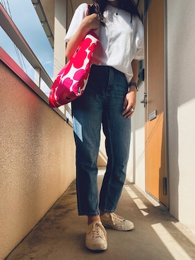 「YOUNG&OLSEN The DRYGOODS STORE（ヤングアンドオルセン）のアイテム（スニーカー）」を使った、ももちゃんさん（レディース・160cm）の夏コーディネート