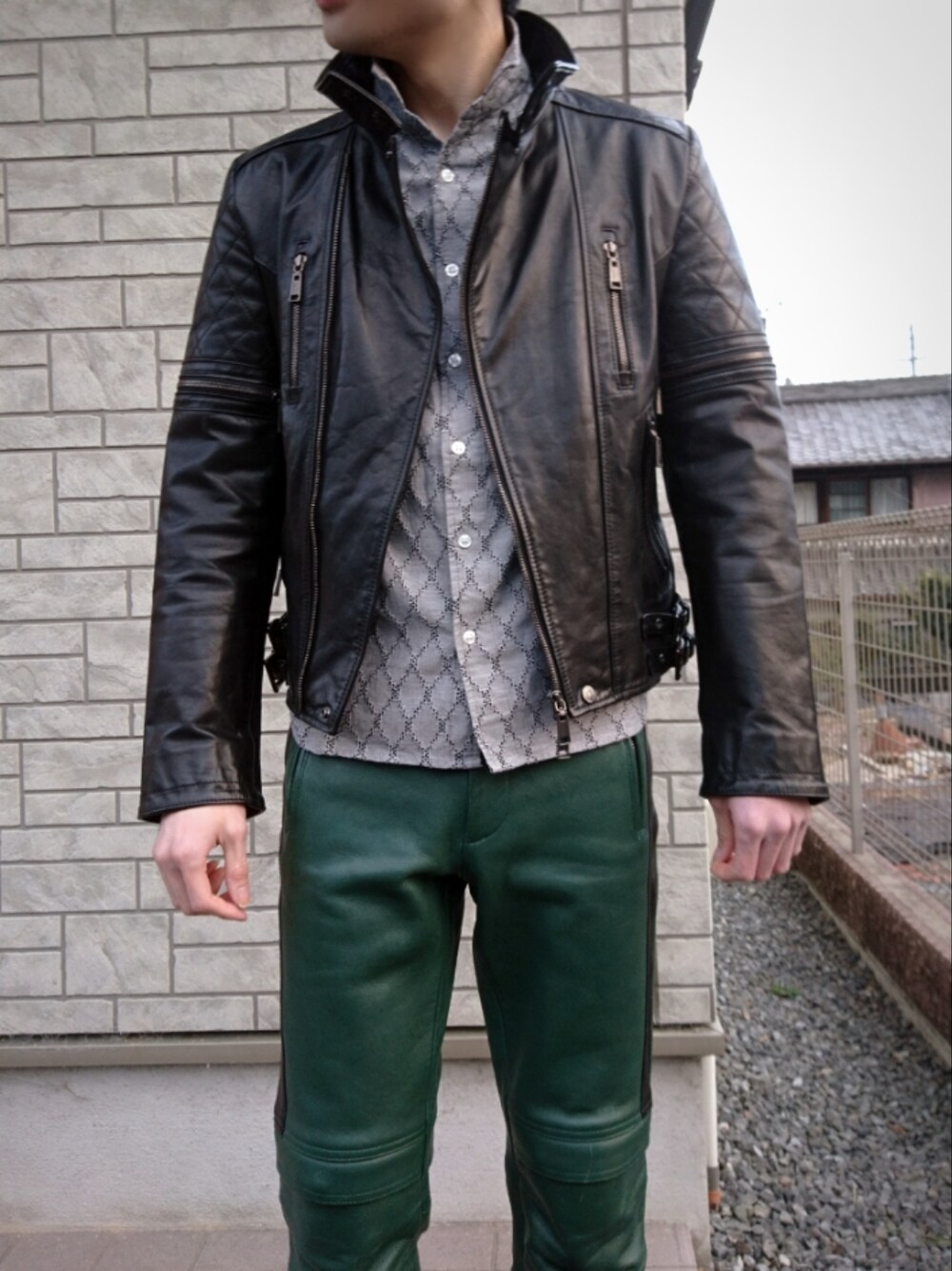 02DERIV. レザー ライダース バイカー キルティングジャケット 日本製