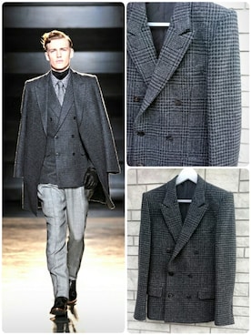 「John Lawrence Sullivan 12awのアイテム（テーラードジャケット、ブラック系）」を使った、べポさん（メンズ・175cm）の冬コーディネート