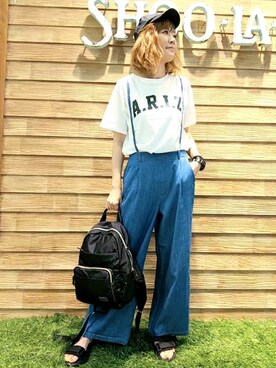 「アクティブ」｜「アイテム（バックパック/リュック）」を使った、ひらめさん（レディース・170cm）の夏コーディネート