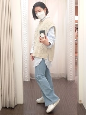 「フレアデニム」｜nanaさん（レディース・153cm）の冬コーディネート