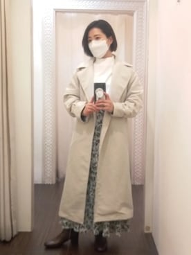 「春ニット」｜「アイテム（トレンチコート）」を使った、nanaさん（レディース・153cm）の冬コーディネート