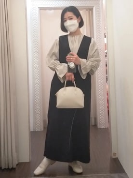 「Iラインスカート」｜「アイテム（ワンピース/ドレス）」を使った、nanaさん（レディース・153cm）の冬コーディネート