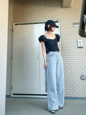 「Ameri（アメリ）のアイテム（帽子）」を使った、rumiさん（レディース・162cm）の夏コーディネート