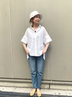 「プリーツ」｜「アイテム（帽子）」を使った、mari .さん（レディース・166cm）の夏コーディネート