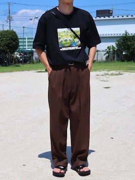 「低身長」｜「アイテム（スラックス）」を使った、takahiroさん（メンズ・163cm）の夏コーディネート