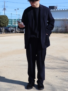 「COMOLI（コモリ）のアイテム（ジャケット/アウター）」を使った、takahiroさん（メンズ・163cm）の春コーディネート