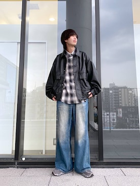 「RAGEBLUE（レイジブルー）のアイテム（ブルゾン）」を使った、あゆむさん（メンズ・179cm）の秋コーディネート