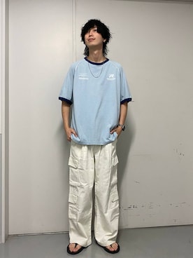 「RAGEBLUE（レイジブルー）のアイテム（Tシャツ/カットソー）」を使った、あゆむさん（メンズ・179cm）の夏コーディネート