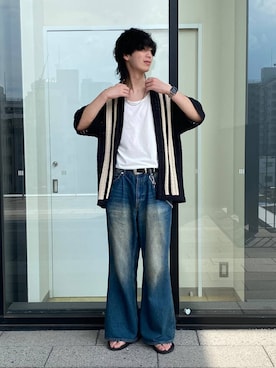 「アイテム（ニット/セーター）」を使った、あゆむさん（メンズ・179cm）の夏コーディネート