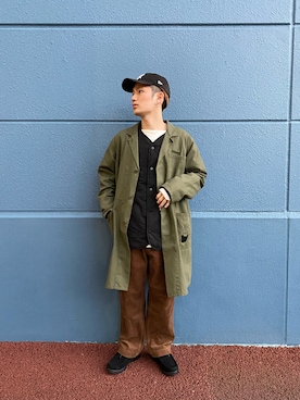 「GEVACO」｜「アイテム（ノーカラージャケット）」を使った、渋谷龍馬さん（メンズ・170cm）の秋コーディネート