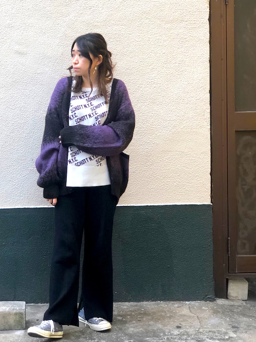 Schott/ショット/MOHAIR OMBRE BORDER CARDIGAN/モヘア オンブレ