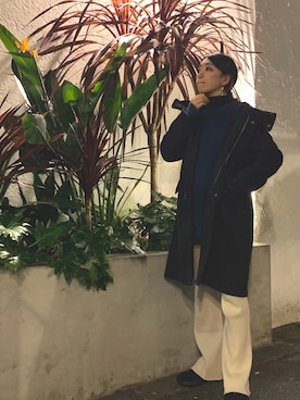 「schott（ショット）のアイテム（ステンカラーコート）」を使った、Natsuki.Cさん（レディース・165cm）の冬コーディネート