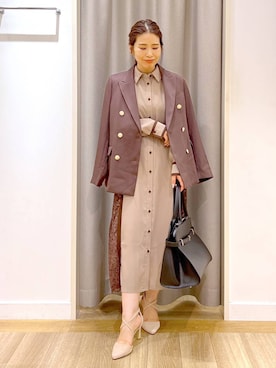 「アイテム（シャツワンピース）」を使った、Kaoriさん（レディース・155cm）の秋コーディネート