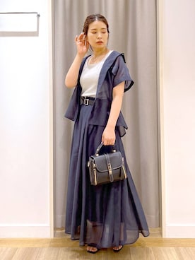 「アイテム（シャツワンピース）」を使った、Kaoriさん（レディース・155cm）の夏コーディネート