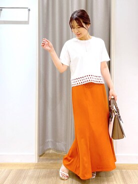 「mysty woman（ミスティウーマン）のビシルエットマーメイドスカート 126095（スカート）」を使った、Kaoriさん（レディース・155cm）の春コーディネート