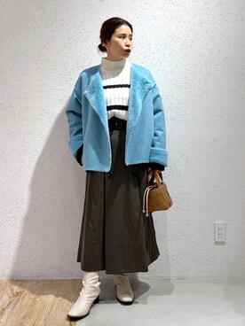 「アイテム（イヤーカフ）」を使った、Kaoriさん（レディース・155cm）の秋コーディネート