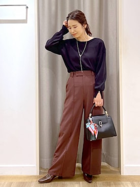 「Andemiu（アンデミュウ）の【抗菌/消臭/吸水/速乾/撥水】ヒールローファ576646（ローファー）」を使った、Kaoriさん（レディース・155cm）の秋コーディネート