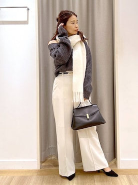 「Andemiu（アンデミュウ）のスクエアフラップバック592843（ハンドバッグ）」を使った、Kaoriさん（レディース・155cm）の冬コーディネート