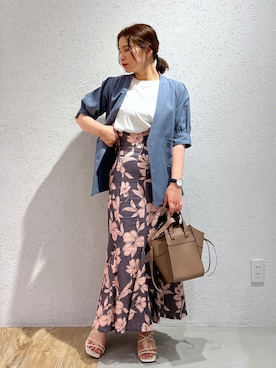 「andemiu」｜「アイテム（ノーカラージャケット）」を使った、Kaoriさん（レディース・155cm）の夏コーディネート