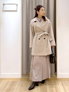 「アイテム（ピーコート）」を使った、Kaoriさん（レディース・155cm）の秋コーディネート