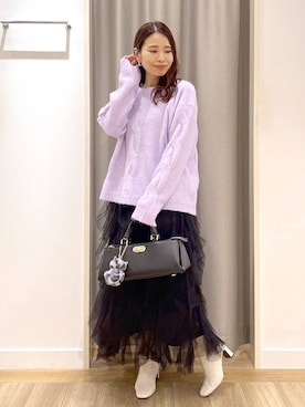 「アイテム（チャーム）」を使った、Kaoriさん（レディース・155cm）の冬コーディネート