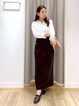 「Andemiu（アンデミュウ）のPCケース付きコンビトートバッグ641602（トートバッグ、ホワイト系）」を使った、Kaoriさん（レディース・155cm）の春コーディネート