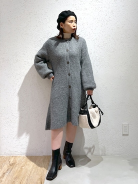 「スクエアトゥ」｜「アイテム（ハンチング/ベレー帽）」を使った、Kaoriさん（レディース・155cm）の冬コーディネート