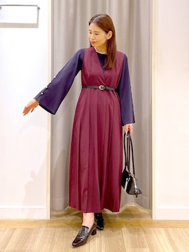 「アイテム（ジャンパースカート）」を使った、Kaoriさん（レディース・155cm・30代）の秋コーディネート