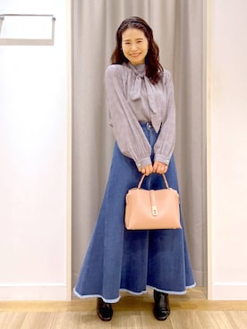 「アイテム（カチューシャ）」を使った、Kaoriさん（レディース・155cm）の秋コーディネート