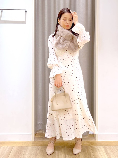 mysty woman ワンピース ハートプリントエンパイアワンピース 250772