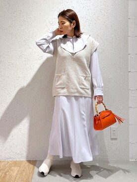 「アイテム（バッグ、オレンジ系）」を使った、Kaoriさん（レディース・155cm）の春コーディネート