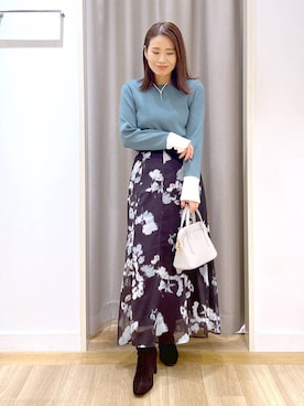 「Andemiu（アンデミュウ）のアイテム（スカート）」を使った、Kaoriさん（レディース・155cm）の秋コーディネート