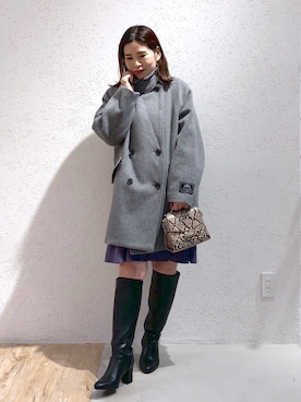 「andemiu」｜「アイテム（ピーコート）」を使った、Kaoriさん（レディース・155cm）の冬コーディネート