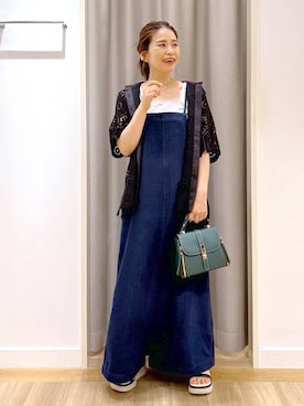 「Andemiu（アンデミュウ）のデニムキャミワンピース494370（ワンピース）」を使った、Kaoriさん（レディース・155cm・30代）の夏コーディネート