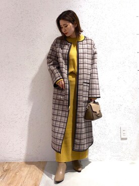 「andemiu」｜「アイテム（ノーカラーコート）」を使った、Kaoriさん（レディース・155cm）の秋コーディネート