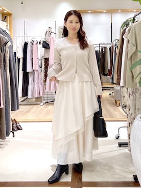「Andemiu（アンデミュウ）のボトムラウンドBAG/1057294（ハンドバッグ、ブラック系）」を使った、Kaoriさん（レディース・155cm）の秋コーディネート
