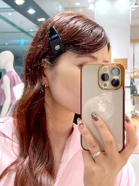 「A part by（アパートバイ）のApb_ミニヘアバレッタ（バレッタ/ヘアクリップ、ブラック系）」を使った、Kaoriさん（レディース・155cm）の夏コーディネート