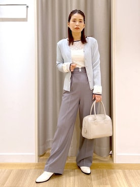 「アイテム（ボストンバッグ、グレー系）」を使った、Kaoriさん（レディース・155cm）の冬コーディネート