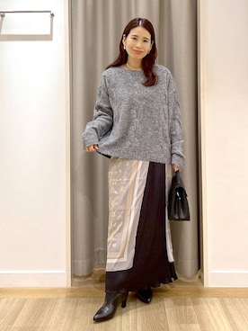 「アイテム（バンダナ/スカーフ）」を使った、Kaoriさん（レディース・155cm）の冬コーディネート