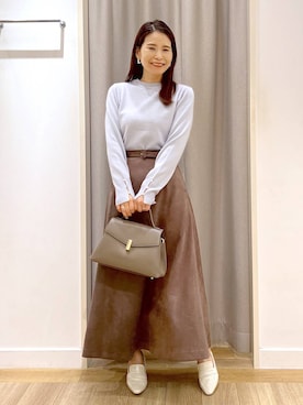 「Andemiu（アンデミュウ）のスクエアフラップバック592843（ハンドバッグ）」を使った、Kaoriさん（レディース・155cm）の秋コーディネート