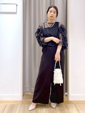 「Andemiu（アンデミュウ）のパールメタルアクセントネックレス139103（ネックレス）」を使った、Kaoriさん（レディース・155cm）の夏コーディネート