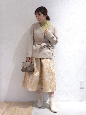 「andemiu」｜「アイテム（ノーカラーコート）」を使った、Kaoriさん（レディース・155cm）の秋コーディネート
