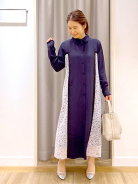 「アイテム（シャツワンピース）」を使った、Kaoriさん（レディース・155cm）の秋コーディネート